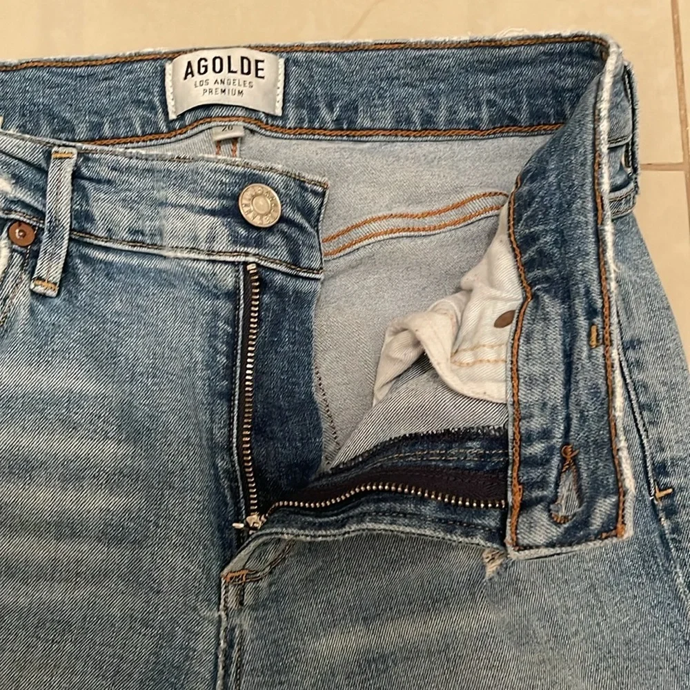 AGOLDE Sophie High Rise Ankle Crop Vertigo‎ Distressed Jeans women’s Sz 26 Blue
